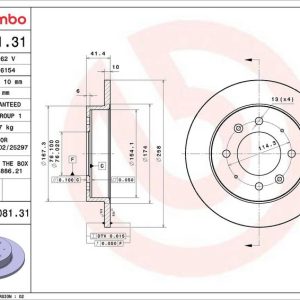 Brzdový kotouč BREMBO 08.9081.31 Brzdový kotouč BREMBO 08.9081.31