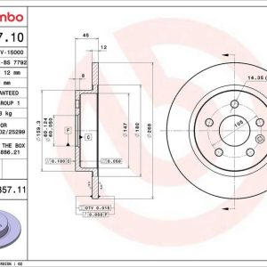 Brzdový kotouč BREMBO 08.B357.11 Brzdový kotouč BREMBO 08.B357.11
