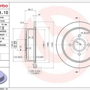 Brzdový kotouč BREMBO 08.5808.10 Brzdový kotouč BREMBO 08.5808.10