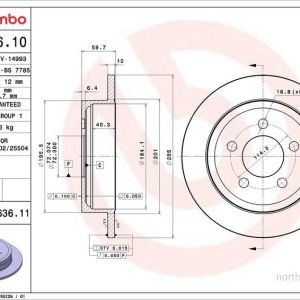 Brzdový kotouč BREMBO 08.A636.11 Brzdový kotouč BREMBO 08.A636.11