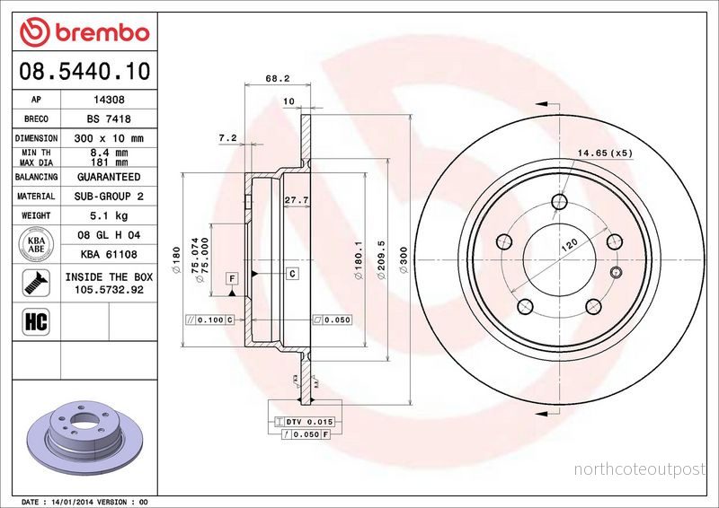 Brzdový kotouč BREMBO 08.5440.10