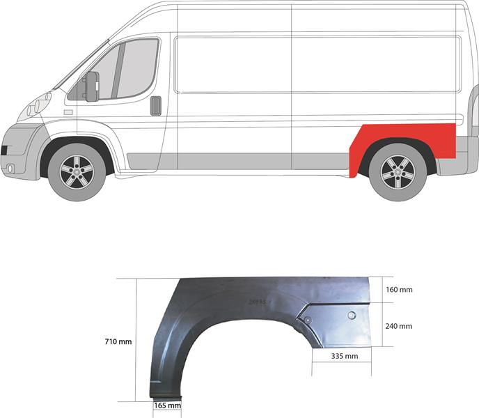 KK 2097593 L lem zadního blatníku, rozvor kol 3450mm - KK. 668390