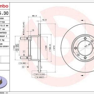 Brzdový kotouč BREMBO 08.2565.30 Brzdový kotouč BREMBO 08.2565.30