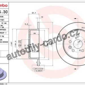Brzdový kotouč BREMBO 08.5625.30 Brzdový kotouč BREMBO 08.5625.30