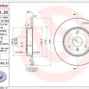 Brzdový kotouč BREMBO 08.8163.20 Brzdový kotouč BREMBO 08.8163.20