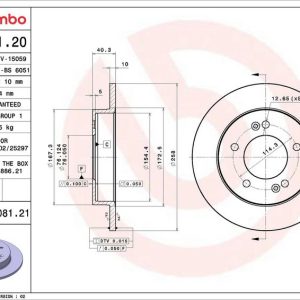 Brzdový kotouč BREMBO 08.9081.21 Brzdový kotouč BREMBO 08.9081.21