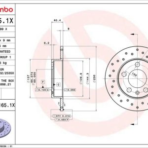 Brzdový kotouč BREMBO 08.7165.1X Brzdový kotouč BREMBO 08.7165.1X