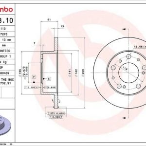 Brzdový kotouč BREMBO 08.4478.10 Brzdový kotouč BREMBO 08.4478.10