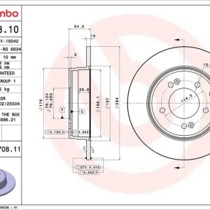 Brzdový kotouč BREMBO 08.A708.11 Brzdový kotouč BREMBO 08.A708.11
