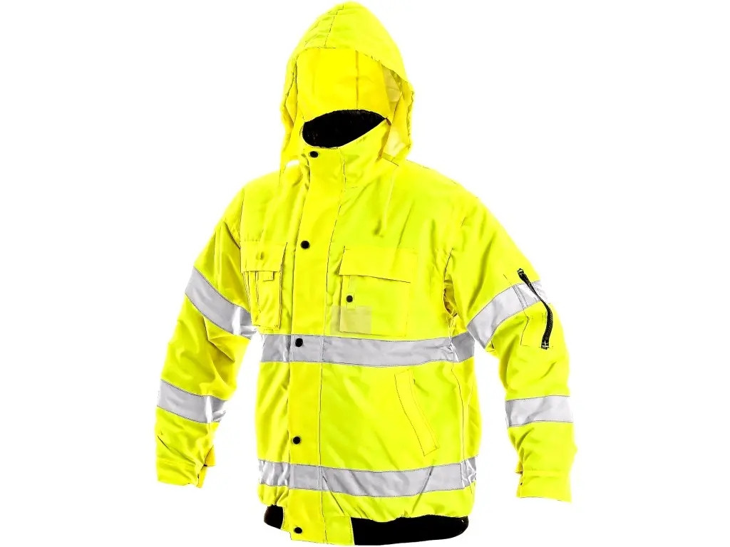 Bunda výstražná zateplená CXS-LEEDS s odepínatelnými rukávy, žlutá, vel. XL, CANIS 631846