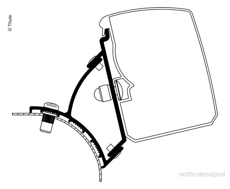 Adaptér montážní Thule pro markýzu 3200 na VW T5 / T6 (Fixed RHD – verze pro UK, sada 2 ks) 312485