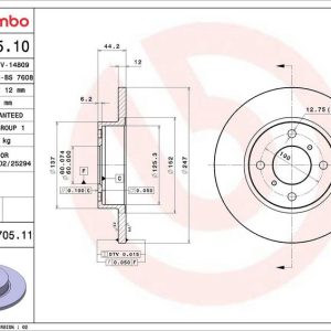Brzdový kotouč BREMBO 08.8705.11 Brzdový kotouč BREMBO 08.8705.11