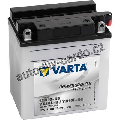 Moto baterie VARTA 511013009 11AH/150A 12V P+ 136x91x146 YB10L-B Moto baterie VARTA 511013009 11AH/150A 12V P+ 136x91x146 YB10L-B