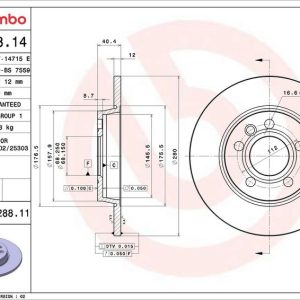 Brzdový kotouč BREMBO 08.7288.11 Brzdový kotouč BREMBO 08.7288.11