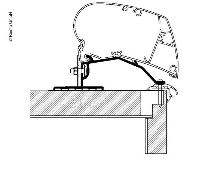 Adaptér montážní pro markýzy Thule Omnistor na karavany Dethleffs, Fendt, LMC a Trigano (450 cm) 313653