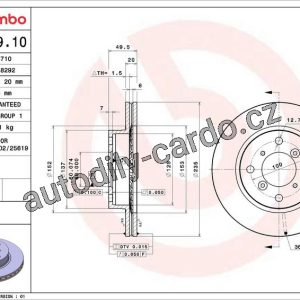 Brzdový kotouč BREMBO 09.7279.10 Brzdový kotouč BREMBO 09.7279.10
