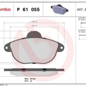 Sada brzdových destiček BREMBO P61055 Sada brzdových destiček BREMBO P61055