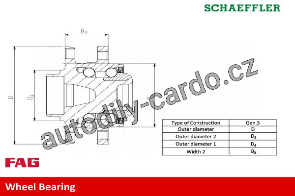 Sada ložisek kol FAG 713644310 - OPEL ASTRA H přední 1.4 1.6 1.7CDTI 1.8 03.2004 - 4 šrouby